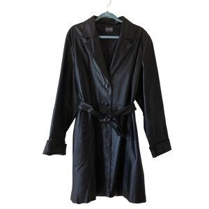 Wilsons genuine leather trench coat with belt 2X black